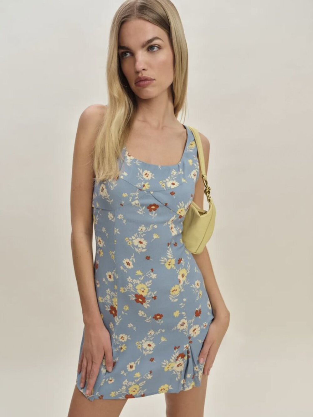 NWT Reformation x Devon Lee Carlson Cher Mini Dress size 6 in Janie Blue